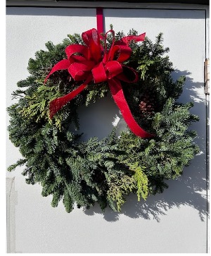 Mixed Evergreen Wreath with Pinecones Wreath