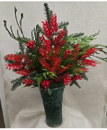 Mixed Evergreens with Ruscus & Berries Bouquet