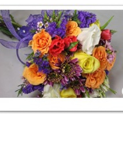 Mixed Flowers With Purple Accent Handheld Bouquet