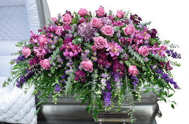 Mixed Lavender and Pink  Casket Spray