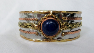 Mixed Metal Cuff Bracelet - blue stone Gift Item