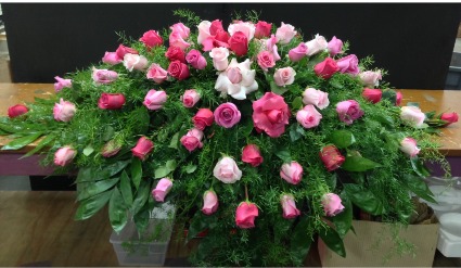 Mixed pink roses CASKET SPRAY