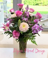 Mixed Pinks and Purples Vase Arrangement