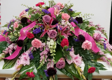Mixed Pinks, Purples Casket Spray in Bolivar, MO | The Flower Patch & More