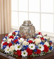 Mixed Red White & Blue Tribute Urn Arrangement