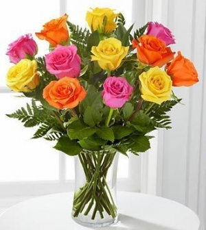 Mixed Colors of  Roses Arrangement fresh floral arrangement
