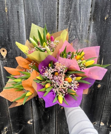 Mixed Tulips With Filler Wrapped Cut & Wrapped Bouquet in Lakefield, ON | LAKEFIELD FLOWERS & GIFTS Mixed Tulips With Filler Wrapped Cut & Wrapped Bouquet in Lakefield, ON | LAKEFIELD FLOWERS & GIFTS