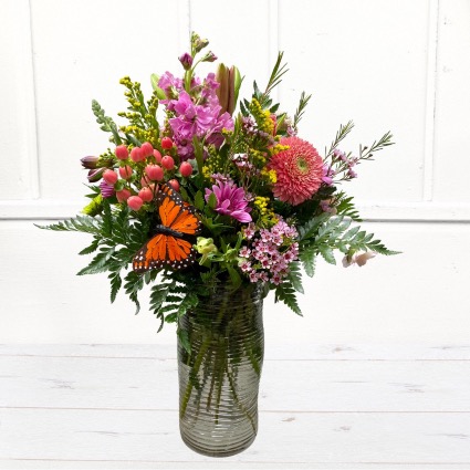 Mixed Vase with Butterfly