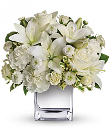 Modern Cube In White Flower Arrangement