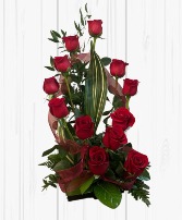 Modern Dozen Roses Valentine's Arrangement