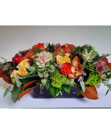 The Giving Centerpiece High Style Design In Reusable Wood Box in Gainesville, FL | PRANGE'S FLORIST