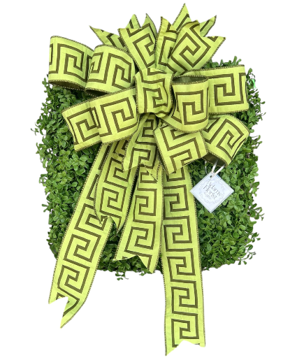 MODERNISTIC EARTH TONED FAUX WREATH AND BOW SILK WREATH WITH BOW