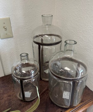 Molden Glass Jars with Medal Accents $70.00 Large $60.00 Medium $50.00 Small