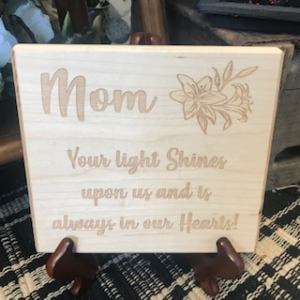 Mom Memorial Plaque Maple Wood
