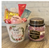 Mom Pamper Bucket and candle  