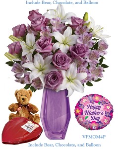 NEW  "MOTHER'S DAY" ARRANGEMENT WITH FLOWERS,CHOCOLATES AND TEDDY 