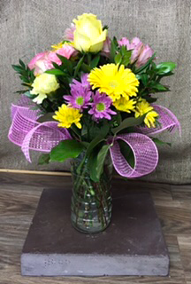 pinks and yellows Fresh floral arrangement