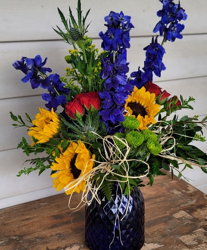 Momma's Blue Vase arrangement 