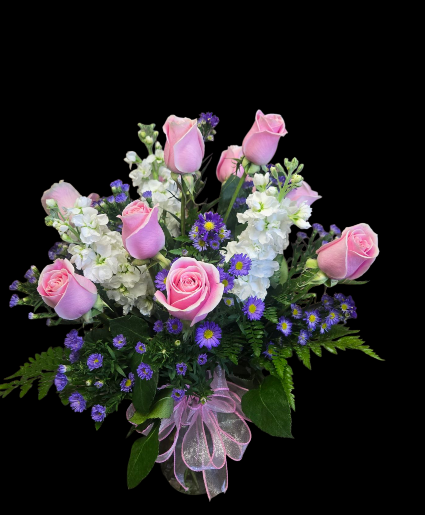 Mom's Dazzling Dozen Fresh Cut Roses with designer assortment