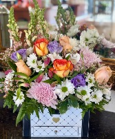 Mom's heart floral design with chocolates 