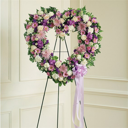 MOM'S LAVENDER & WHITE OPEN HEART Mom and Pop FLower Shop
