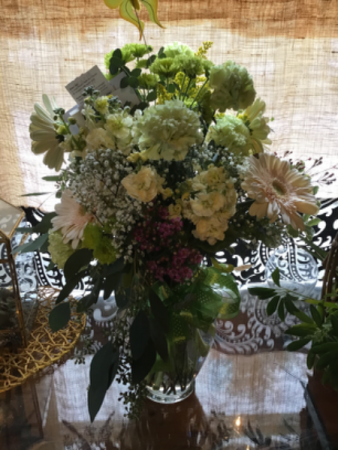 Moms minty greens Vase arrangement 