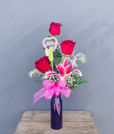 Mom's Red Roses and Lily