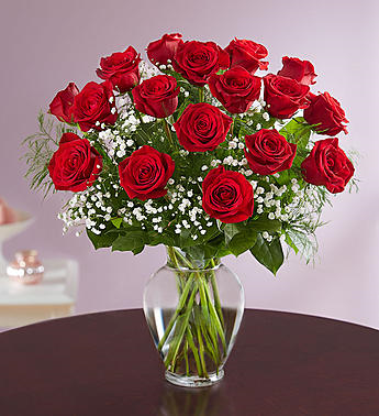 Mom's Rose Elegance Premium Long 18 Stem Red Roses