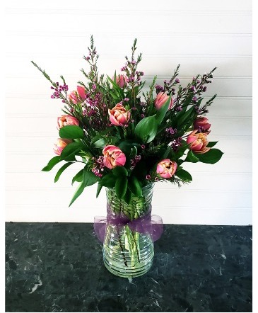 MOM'S TULIPS WITH WAX FLOWER 10% Off Use "4MOM" Code in Oxnard, CA | Mom and Pop Flower Shop