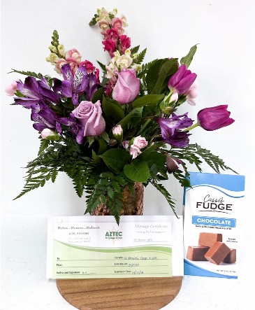 Moms Whole Package  Flowers, Chocolates and Massage Gift Certificate.  in Hurricane, UT | Wild Blooms
