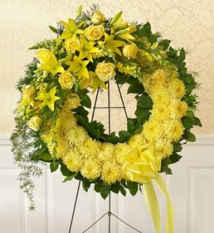 MONOCHROMATIC  SYMPATHY WREATH from Roma Florist By family friends and business associates