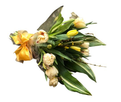 Monotone Spring Wrapped Bouquet