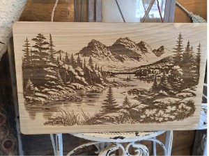 Montana Scene Wood Engraving 