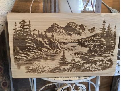 Montana Scene Wood Engraving 