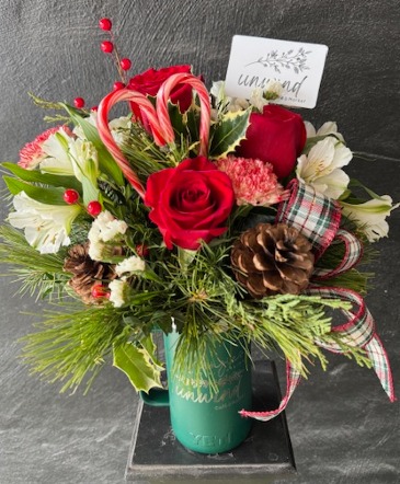 MONZIES X UNWIND COZY CHRISTMAS AUTHENTIC YETI BOUQUET in Tunkhannock, PA | Monzie's Floral Designs