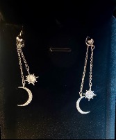 Moon and the Stars Sterling Silver Earrings  