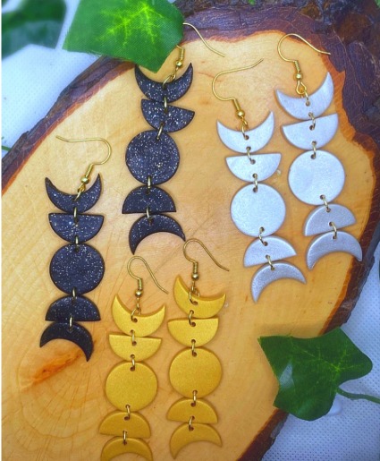 Moon Phase Statement Earrings Jewelry - Recycled Souls Studio