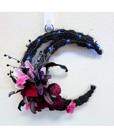 Moonlit Enchantment with Lights Mystical Wreath in Fairview, OR | QUAD'S GARDEN - Home to Trinette's Floral