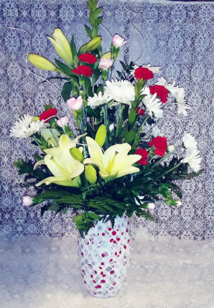 Mosaic Glass Vase Floral Design