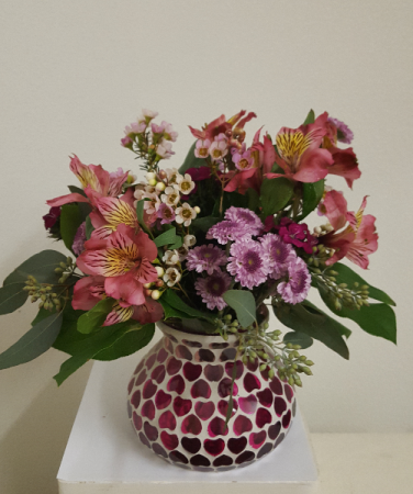 Mosaic Heart Vase Arrangement