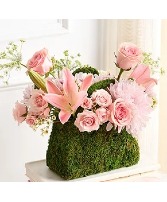 Moss Purse in Pink Moss bag