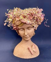 Mother Nature Head Planter Head Planter with 5" 'Pink Lady' Turtle Vine Plant