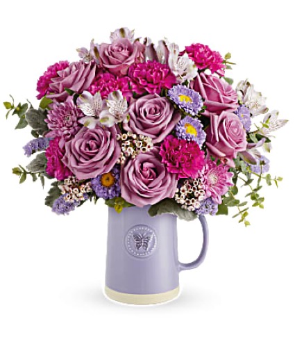 Sweetest Flutter Bouquet Mother’s Day Purple Pitcher Bouquet 