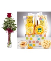 Mothers Day Bundle Rose + Gift Basket! Rose + Gift Basket
