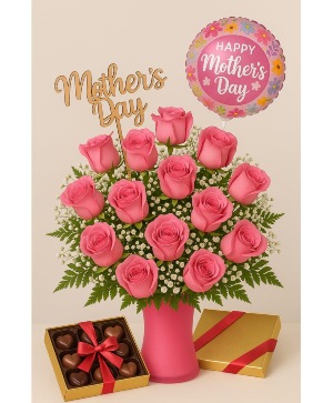 Mother's Day Deluxe Deal  12 Mixed Color Roses Arrangement 