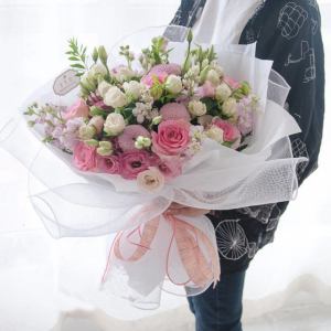 Gift Wrapped Bouquet Aqua Packed in Oakville, ON | ANN'S FLOWER BOUTIQUE-Wedding & Event Florist Gift Wrapped Bouquet Aqua Packed in Oakville, ON | ANN'S FLOWER BOUTIQUE-Wedding & Event Florist