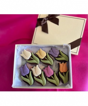Spring Tulips in milk and dark chocolate luxury box with 14 pieces 