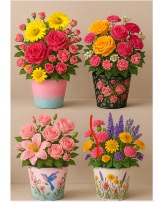 Mother’s Day Special  Mixed flower arrangement in tin containers