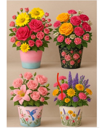 Mother’s Day Special Mixed flower arrangement in tin containers