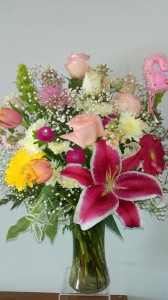 Mothers Day Delight Roses, Lilies, Tulips